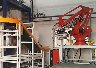 元明粉自動拆垛機器人 編織袋自動拆垛機現(xiàn)場